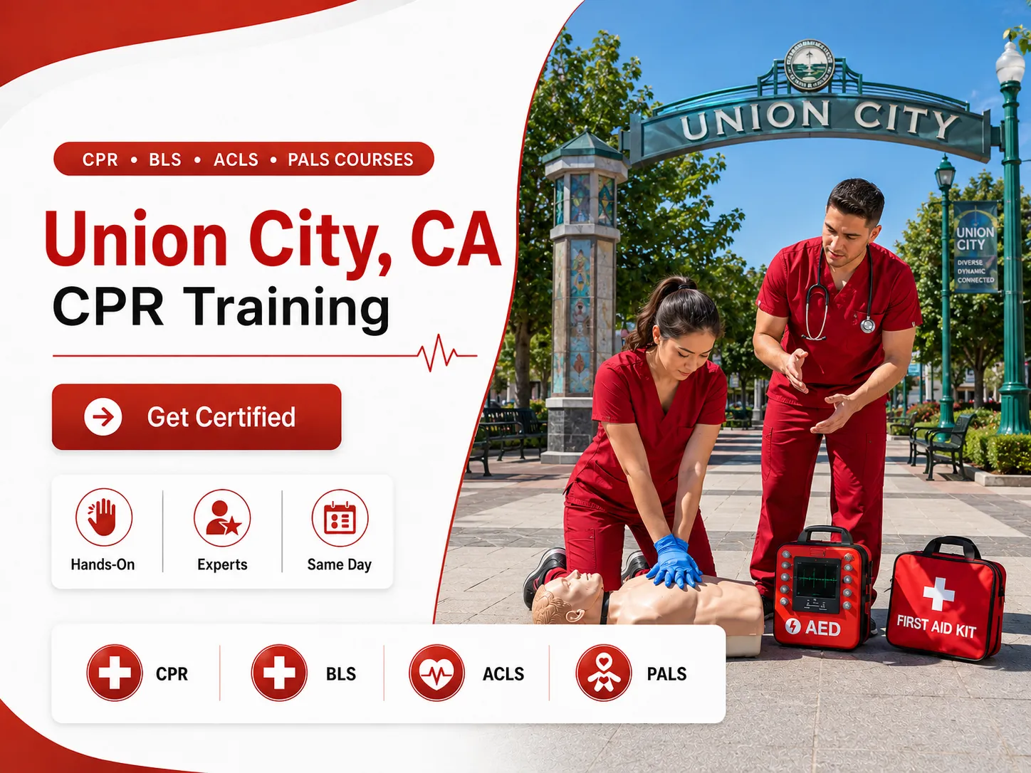 Adult CPR and first aid certification course in Union City, CA